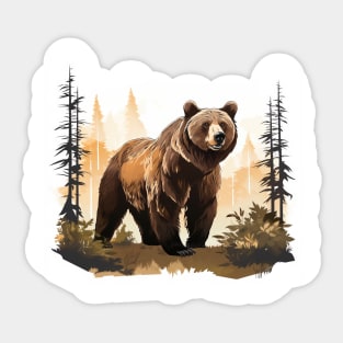 Watercolor Grizzly Bear Sticker